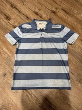 Nike Golf Men's Navy and Light Gray Horizontal Stripe Polo